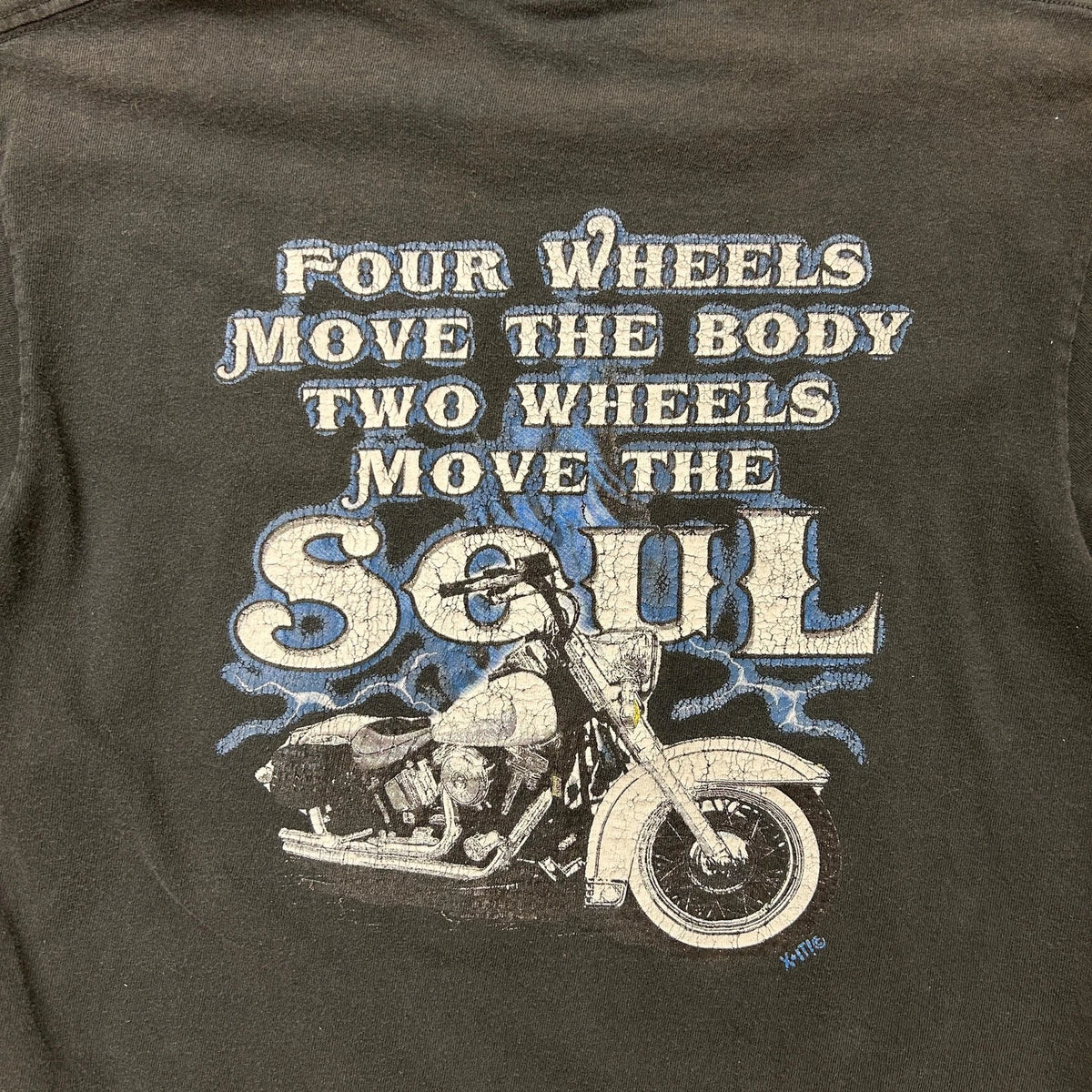 Y2K Delta Shirt Mens Medium Black Move The Soul Biker Motorcycle Tee T-Shirt