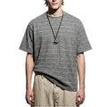 Men Striped Loose Fit T Shirt Lazy Style Versatile Summer Short Sleeve Basic Tee