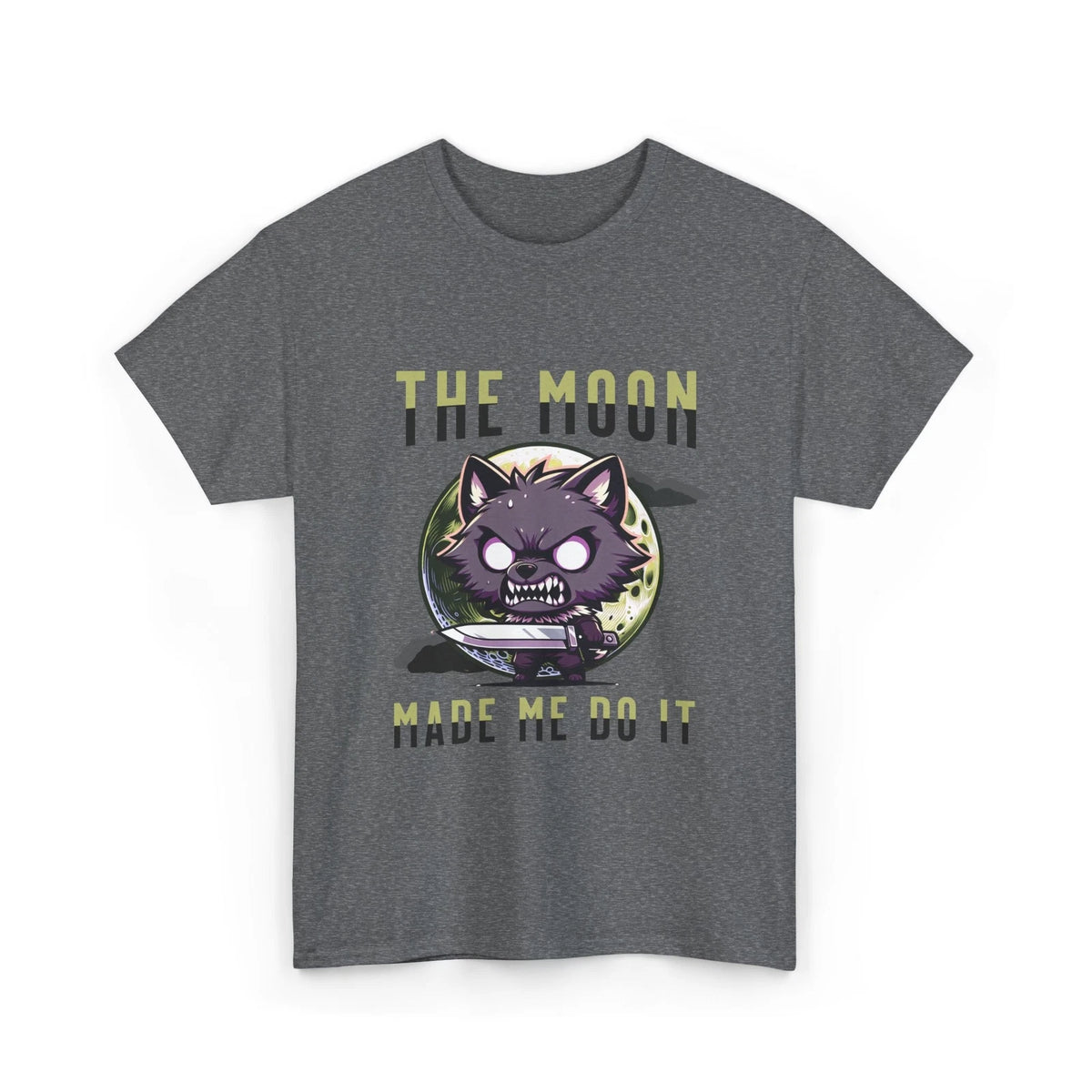 Moon Made Me Do It Tee, Horror Lover Gift, Kawaii Wolf Shirt, Full Moon Graphic