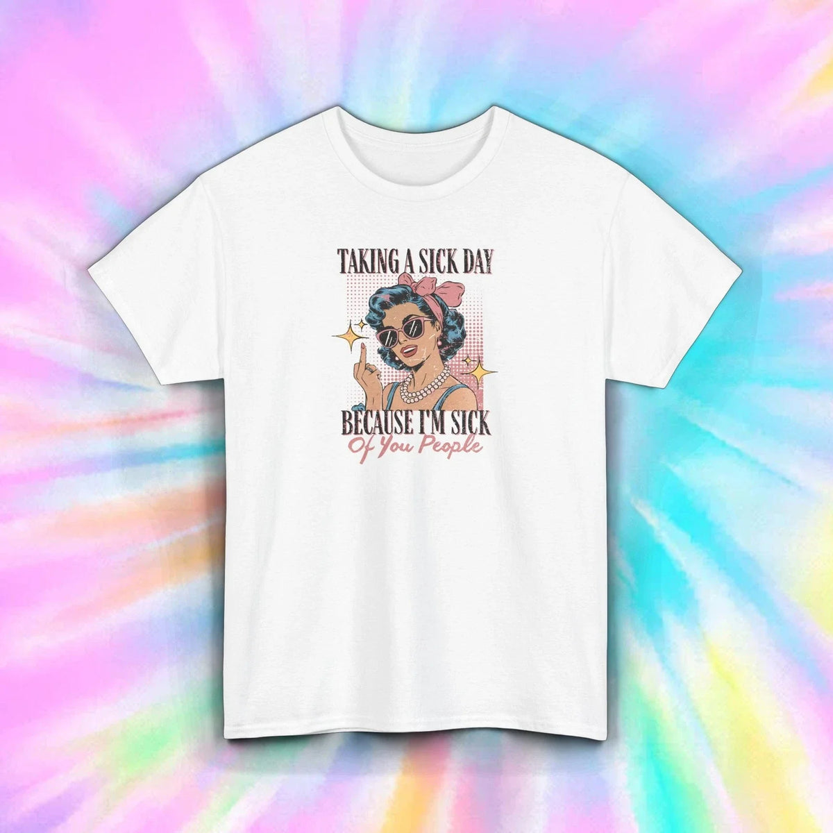Taking a Sick Day T-Shirt Funny Sarcastic Vintage Humor Gift Tee S-5XL