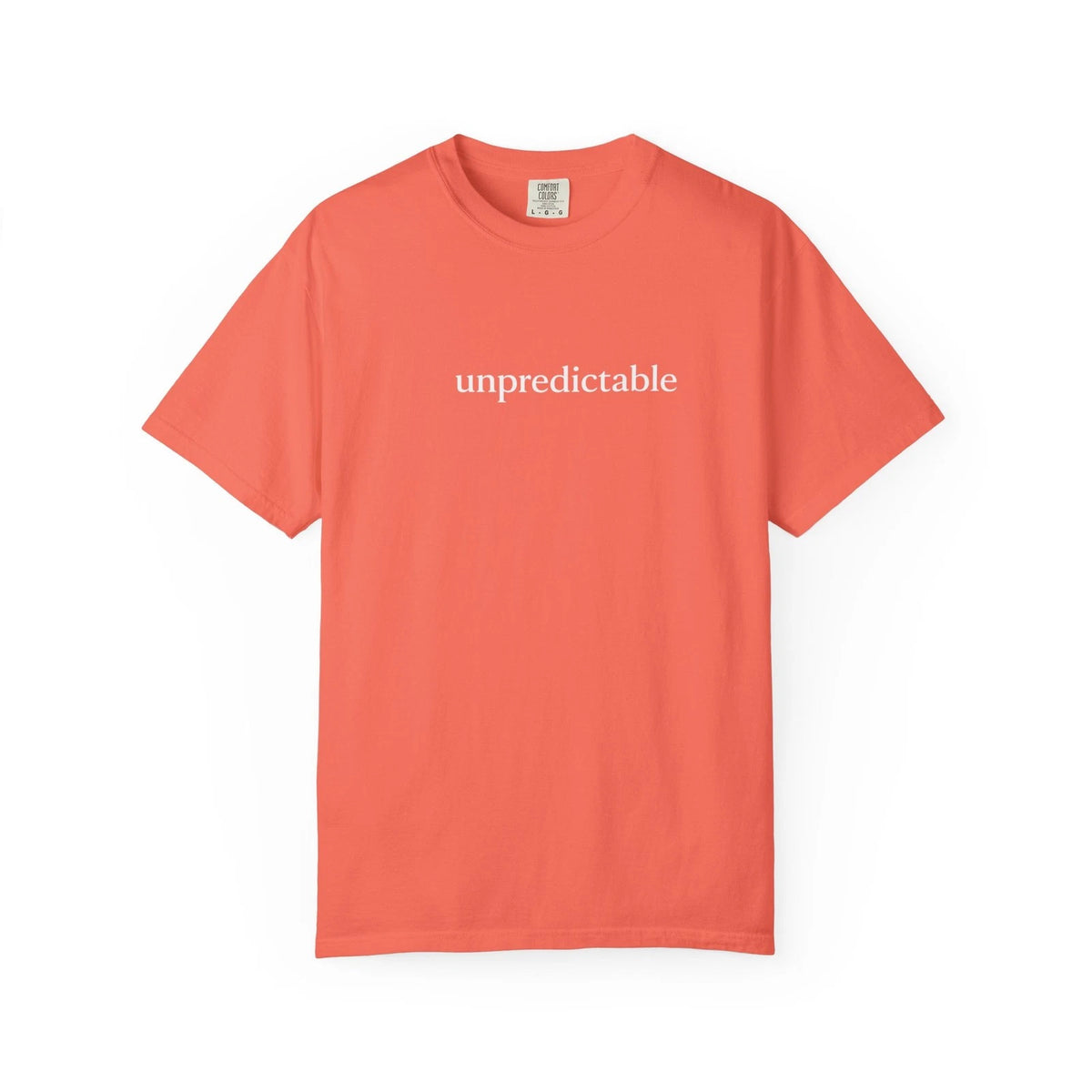 unpredictable text coral T-shirt | minimalist typography tee