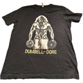 Canvas T-Shirt Men's Size Large Black ‘Dumbell-Dore’ Short-Sleeve Round Crewneck