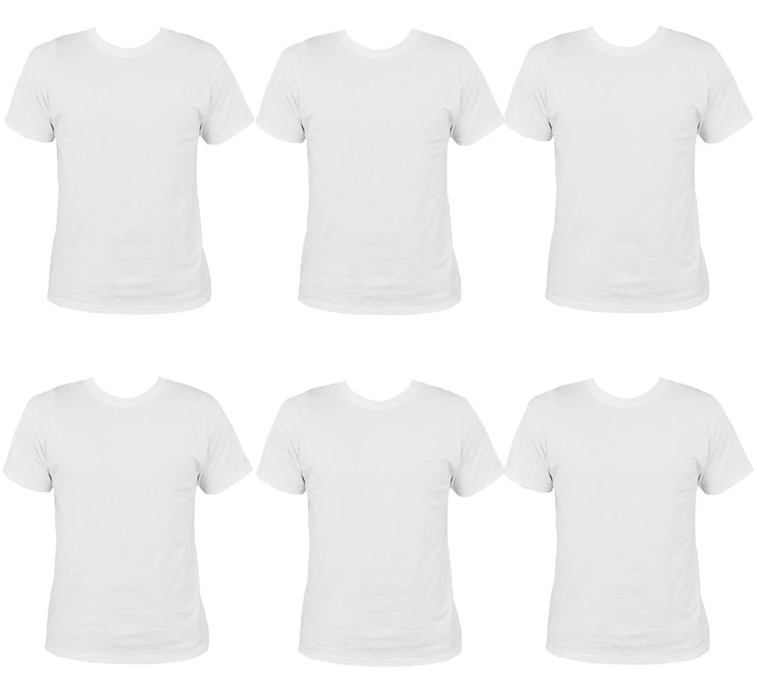 PACK OF 6 MENS WHITE CREW NECK T-SHIRT 100% COTTON ADULT FASHION SUMMER S-XXL