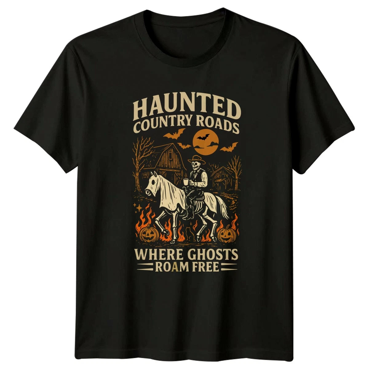 Haunted Country Roads Where Ghosts T-Shirt Spooky Cowboy Halloween