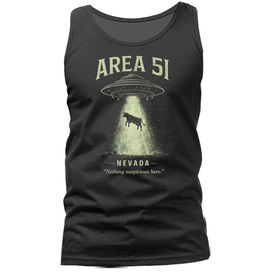 Area 51 UFO Alien Abduction Cow Nevada Sci Fi Humor Tank Top
