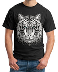 Men's Tribal Tiger Tee: Explore Vibrant Color Options! Premium flock Garments