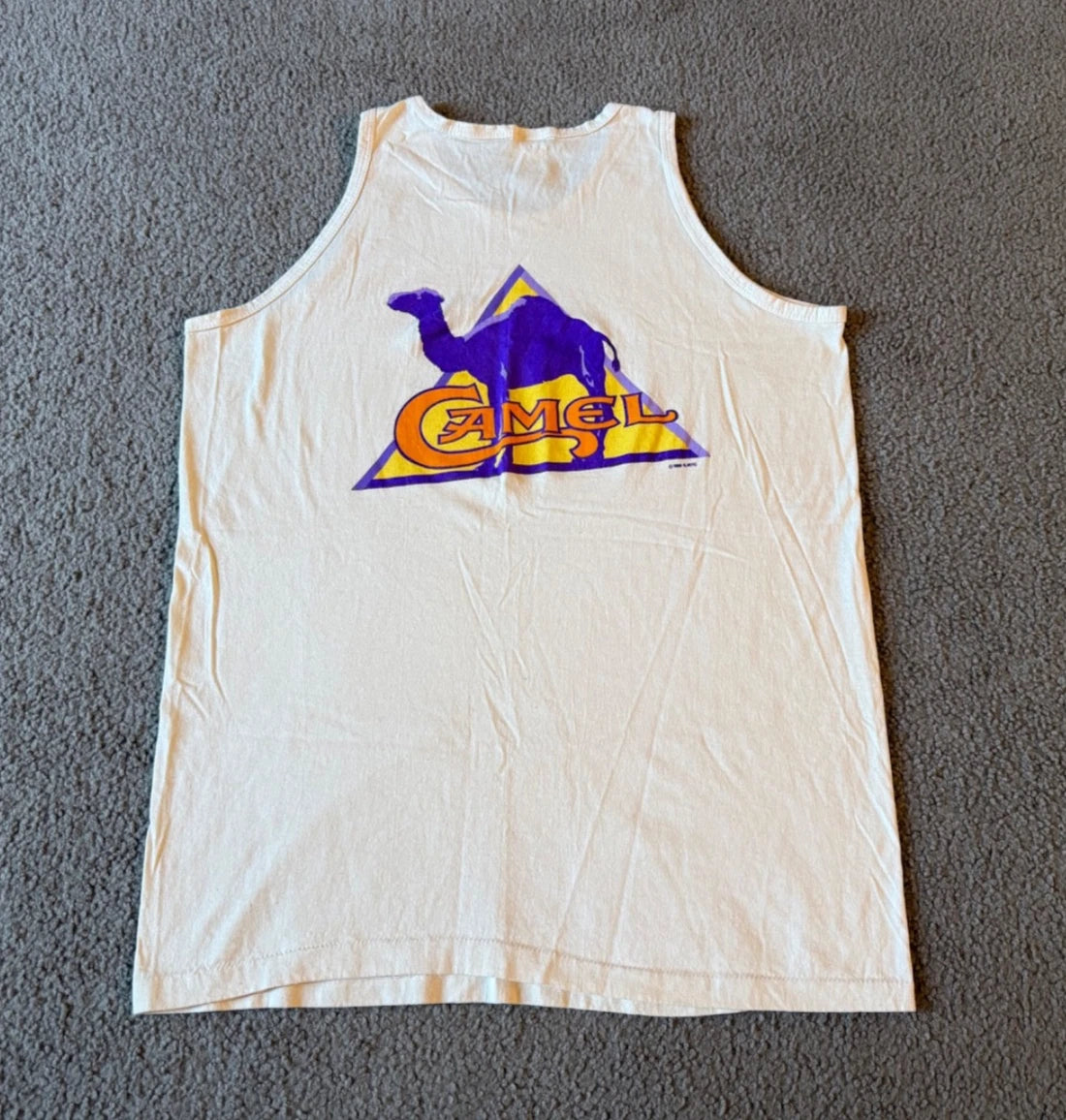 VTG 90s Camel Cigarettes Joe White Graphic Tank Top - Size L/XL - Made in USA