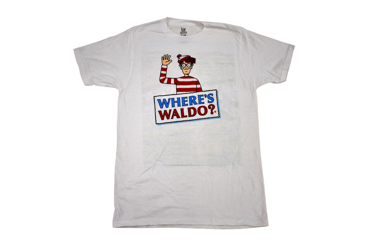Where's Waldo Mens 2-Sided White Tee Shirt New S, M, L, XL