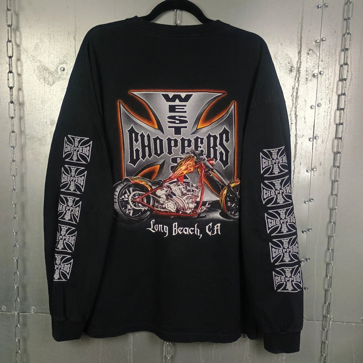 West Coast Choppers Jesse Who Vintage Y2K Long Sleeve Shirt XL Quad Hit Flame