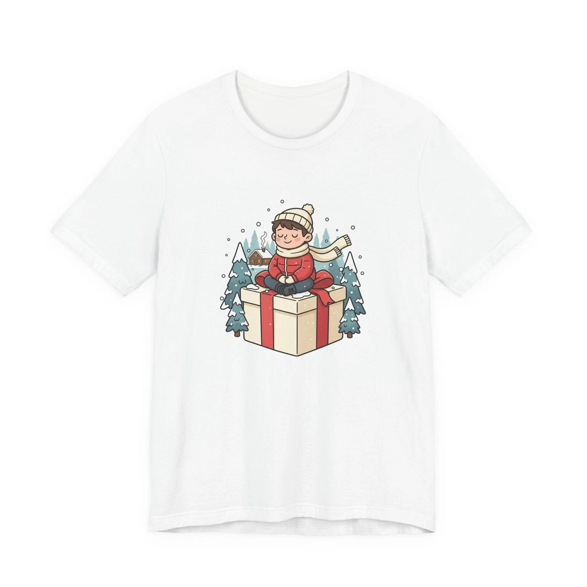 cozy kid in oversized winter coat T-Shirt | whimsical winter illustration