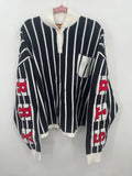 Delinquents Art Strawberries are Red Ichigo Striped Long Sleeve Collared Top XL