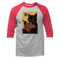 Cat Ramen Noodle Japanese Anime Manga Kawaii Cat Humorous 3/4 Sleeve Raglan