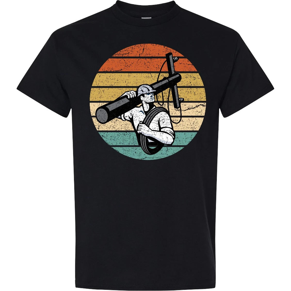 Inktastic Lineman Retro Line Worker T-Shirt Electrician Electrical Powerline