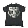 DOM Men's Black White Tiger Graphic T-Shirt Blue Eyes Size M Y2K Grunge