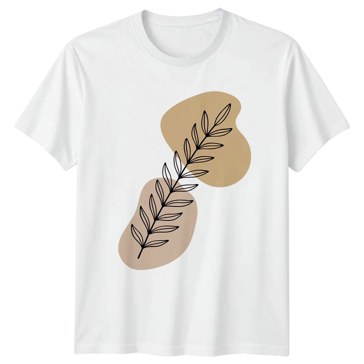 Minimalist Botanical Leaf Line Art T-Shirt Boho Style Nature Birthday Gift