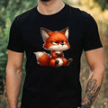 Mens Fox Print Cotton T Shirt Size XS to 5XL