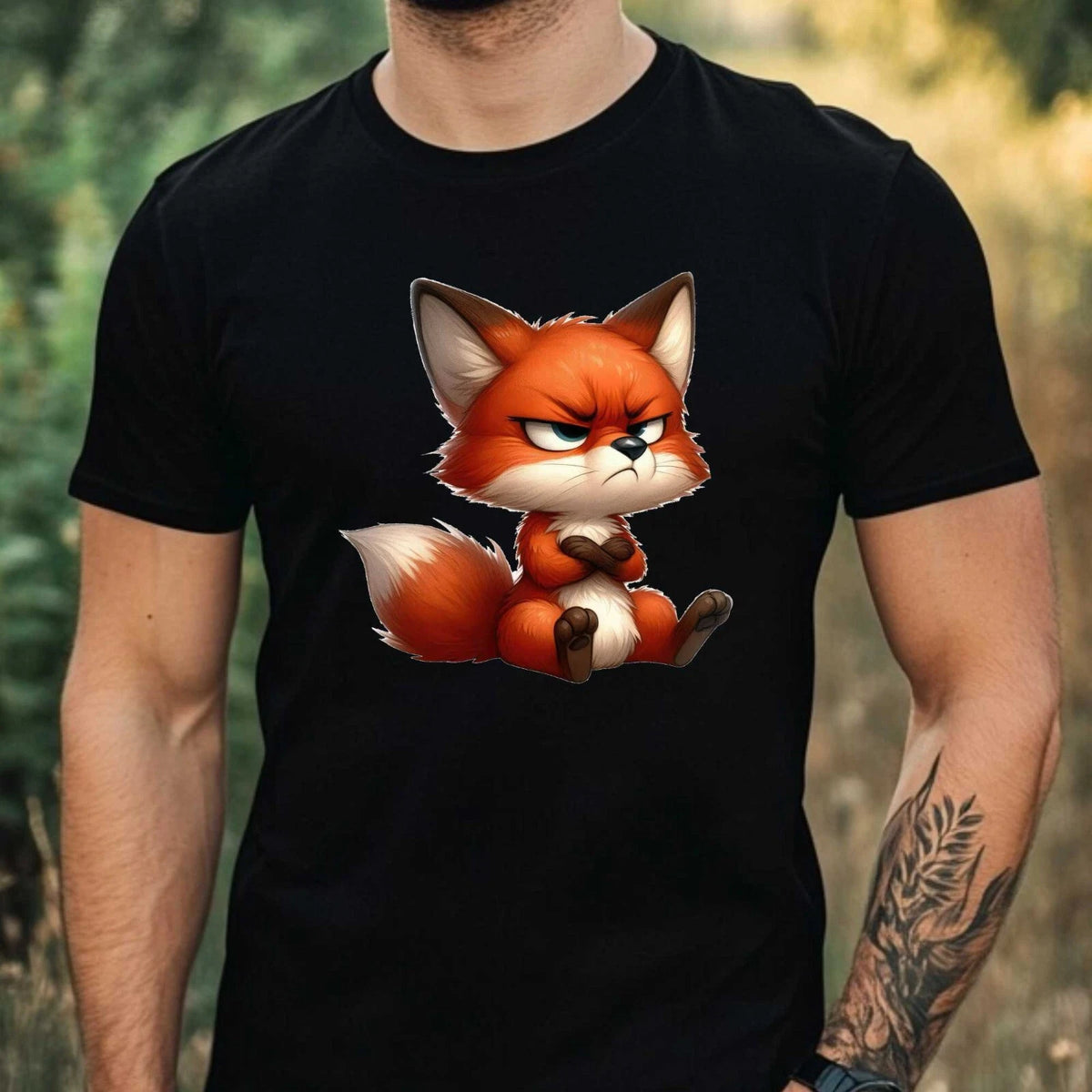 Mens Fox Print Cotton T Shirt Size XS to 5XL