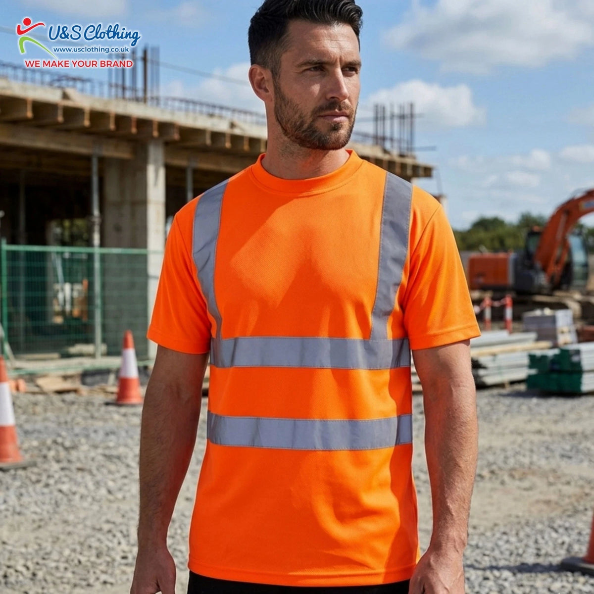 Custom Embroidered Uneek Hi Vis Short Sleeve T-Shirt Crew Neck Safety Work T Top