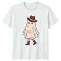 Retro Floral Cute Cowboy Ghost Womens T-Shirt Retro Cowboy Ghost Halloween Gift