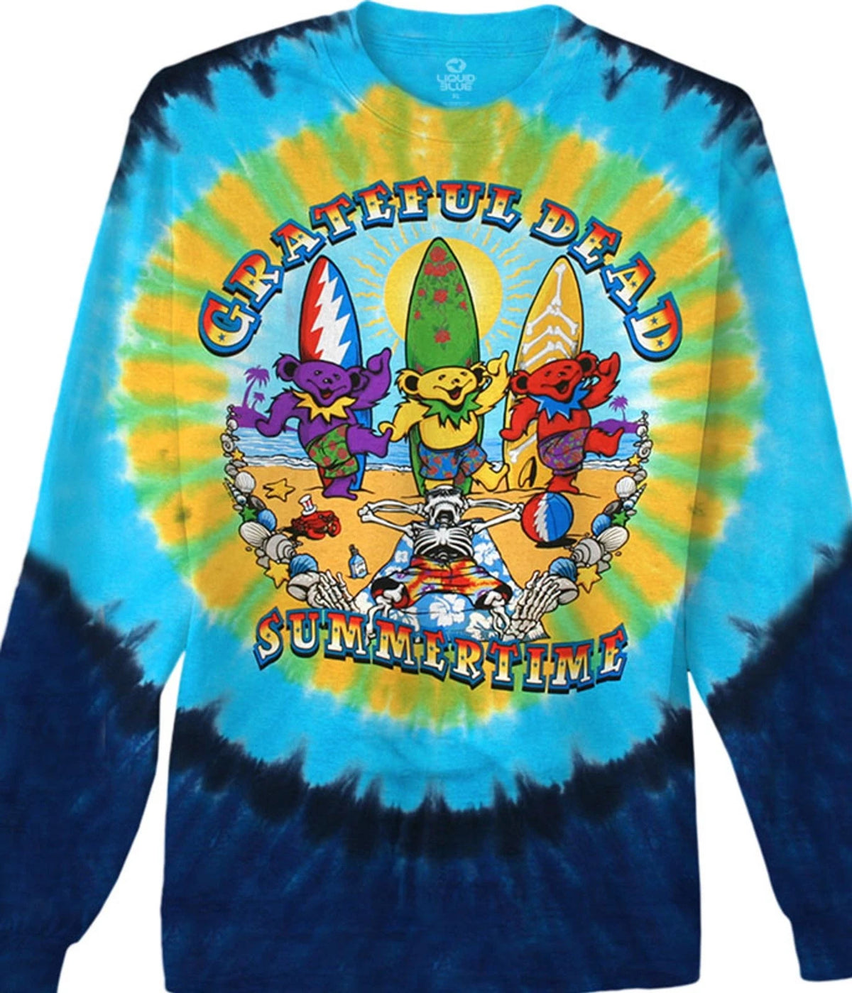 GRATEFUL DEAD-BEACH BEAR BINGO-Summer-2 SD Long Sleeve TIE DYE T-SHIRT M-L-XL-2X