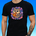 Cat Eats Pizza In Space Theme Cotton Mens T-Shirt Size XS to 5XL