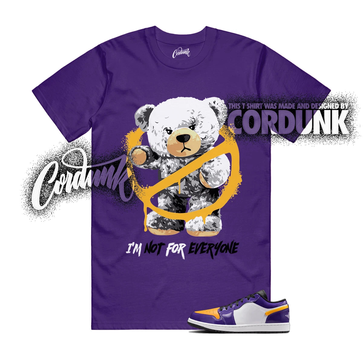 1 Low SE Lakers Court Purple White Black University Gold T Shirt Match NOT