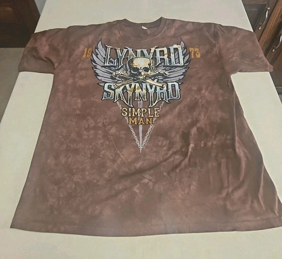 Liquid Blue Lynyard Skynyaed Simple Man Tie-Dye Shirt Brown Mens Sizes 2X