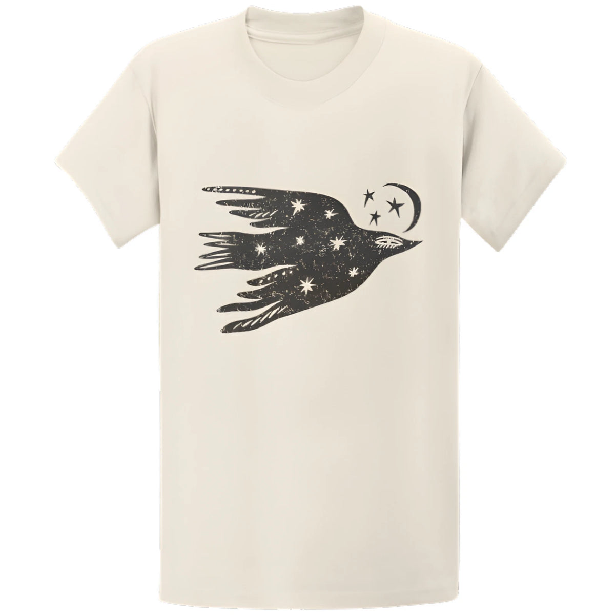 Gildan 5000 Celestial Bird Moon Stars T-Shirt - Vintage Boho Folk Gift Tee