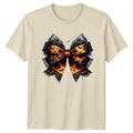 Halloween Spooky Bow Graphic Unisex Mens Womens Tee Jack O Lantern Bats