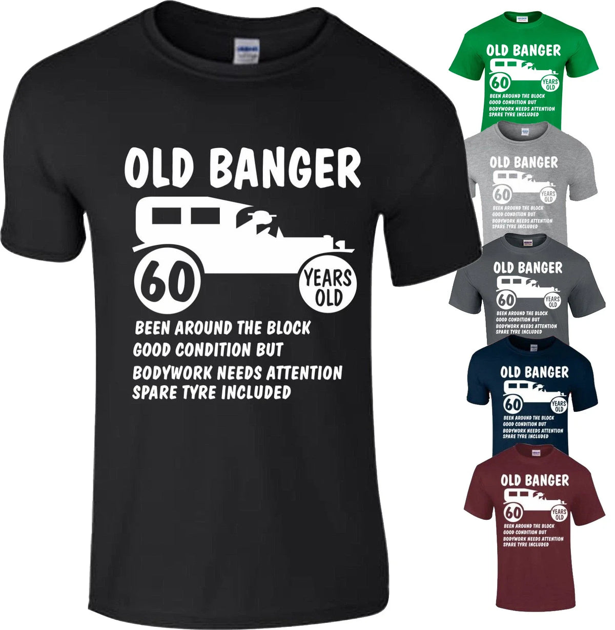 60th Birthday Mens Old Banger T Shirt present Gift Novelty Funny Top Small - 5XL