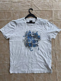 Fendi Roma Men's Graphic T-Shirt Size IT 54 L-XL White Blue Pixel Art Cotton