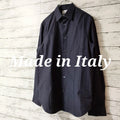 Stylish Italian Long Sleeve Dress Shirt M Navy Floral Design
