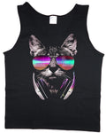 Men's tank top funny DJ cat shirt decal sleeveless tee muscle shirt