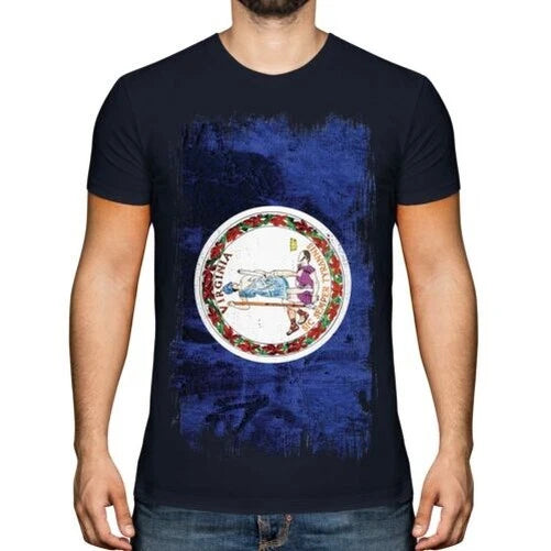 VIRGINIA STATE GRUNGE FLAG MENS T-SHIRT TEE TOP VIRGINIAN SHIRT JERSEY GIFT