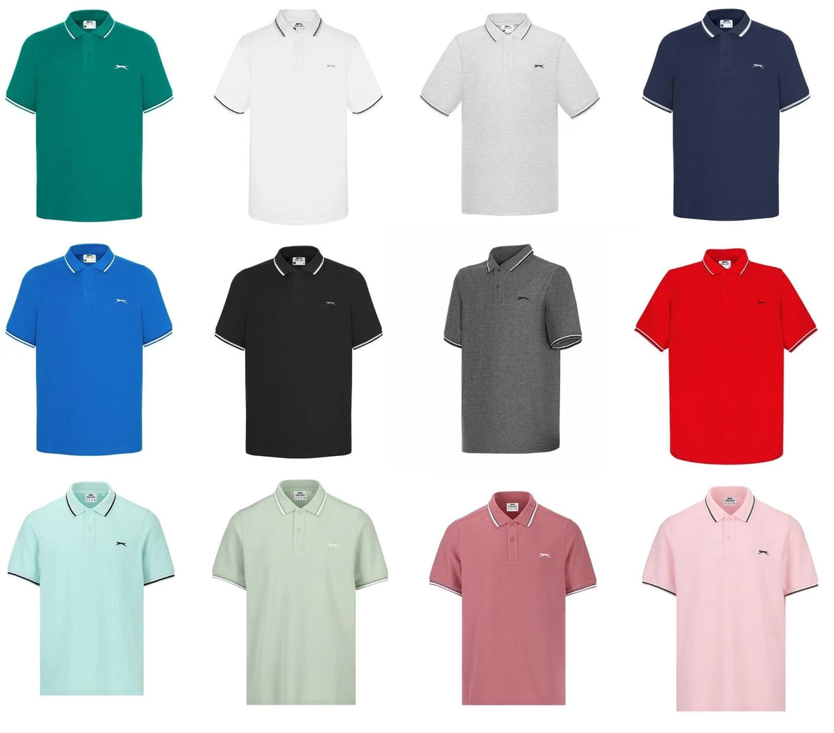 SLAZENGER TIPPED PIQUE POLO SHIRT T SHIRT GOLF TENNIS S M L XL XXL 2XL 3XL 4XL