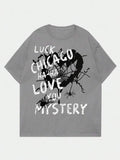 Grunge Punk Men Letter Graphic Tee Vintage School Style Streetwear Aesthetic
