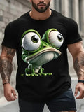 [Funny Frog Graphic Tee] Plus Size Men's Big Eyes Frog Graphic Tee | Soft Breath