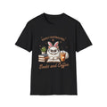 Easily Distracted by Books and Coffee Tee, Cat Lover Shirt, Bookworm Gift, Funny