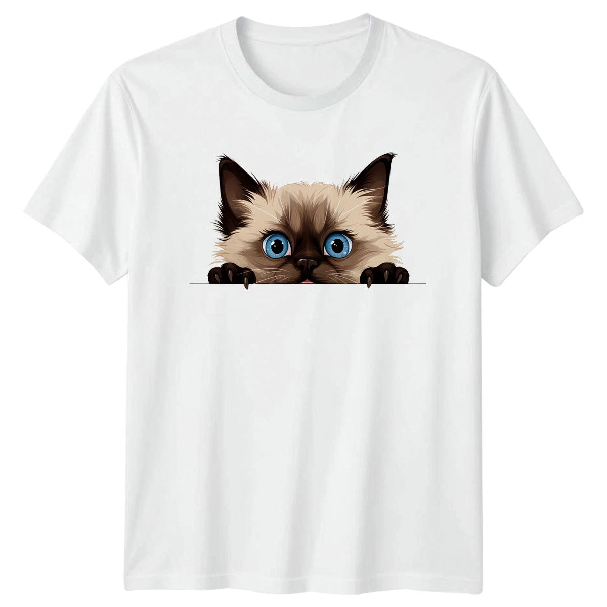 Adorable Peeking Cat With Big T-Shirt Cute Cat Gift For Him And Her