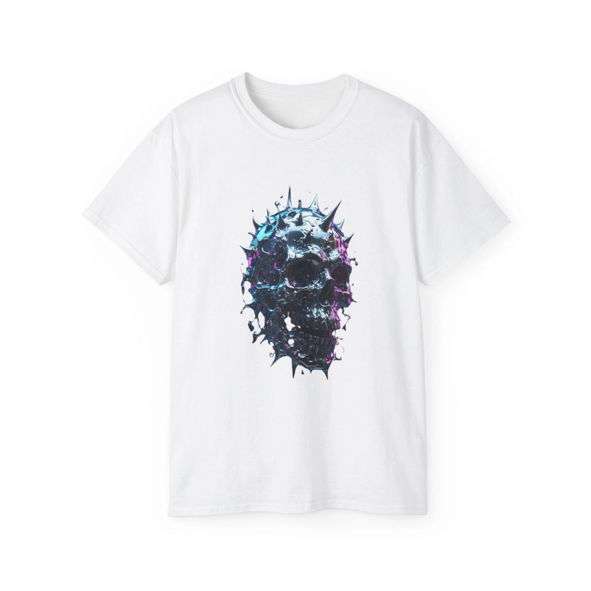 Spiky Neon Skull Tee | Grunge Goth Skull Shirt