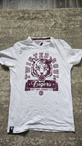 TWISTED SOUL White With Burgundy UK SIZE MEDIUM Slim Fit T-Shirt