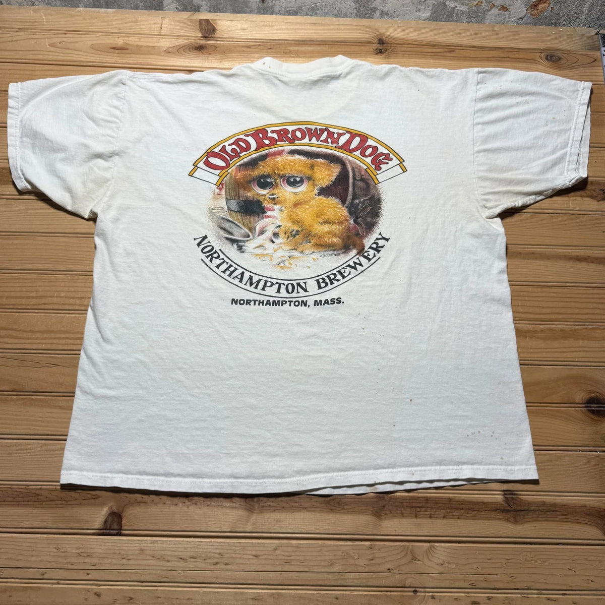 Vintage 90s Lee Northampton Brewery Old Brown Dog Massachusetts T-Shirt USA 2XL