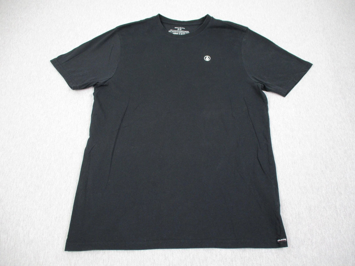 Volcom Shirt Mens Medium Black Modern Fit Organic Cotton Logo Tee Tagless
