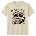 Cute But Feral Funny Raccoon Coffee T-Shirt Animal Pun Tee