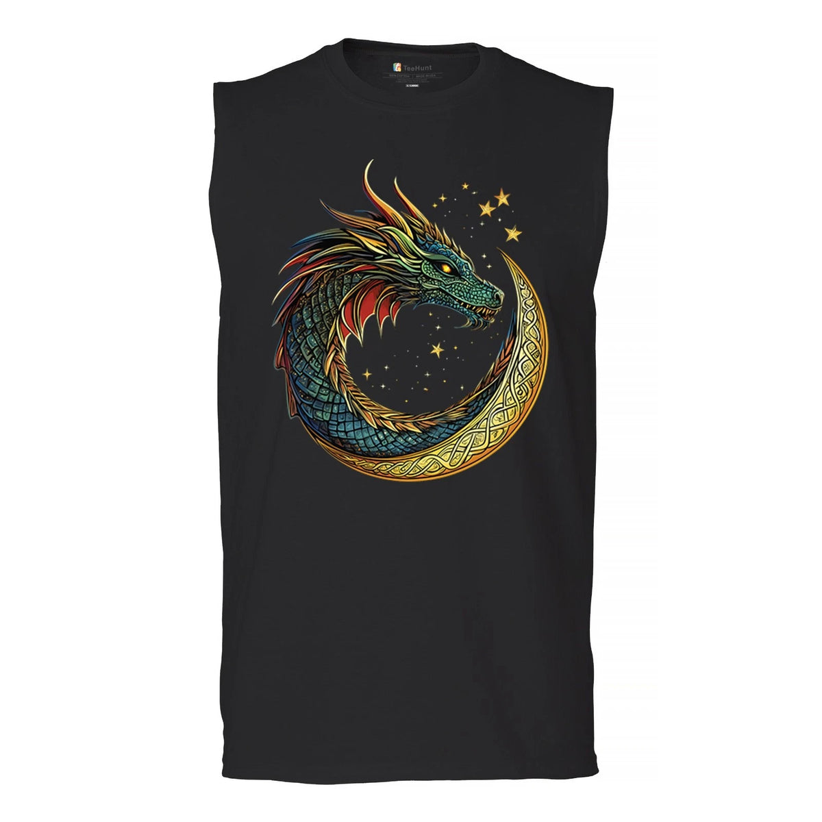 Celtic Moon Dragon Muscle Shirt Mystical Serpent Spiritual Fantasy Fire Men's