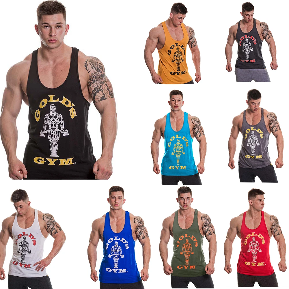 Top Stringer Vest Golds Gym Mens Muscle Joe Workout Training Bodybuilding Tank Y
