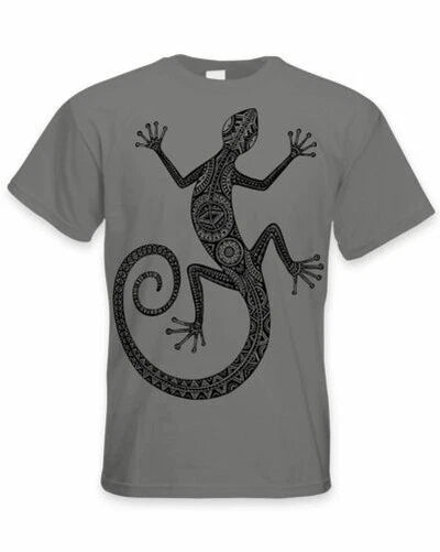 Tribal Lézard Modèle Tatouage Grand Imprimé Homme T-Shirt - Hippie Tattoos