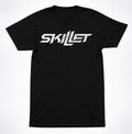 Skillet Text Distressed Logo T-Shirt Black Silver Christian Rock Hard Rock Band