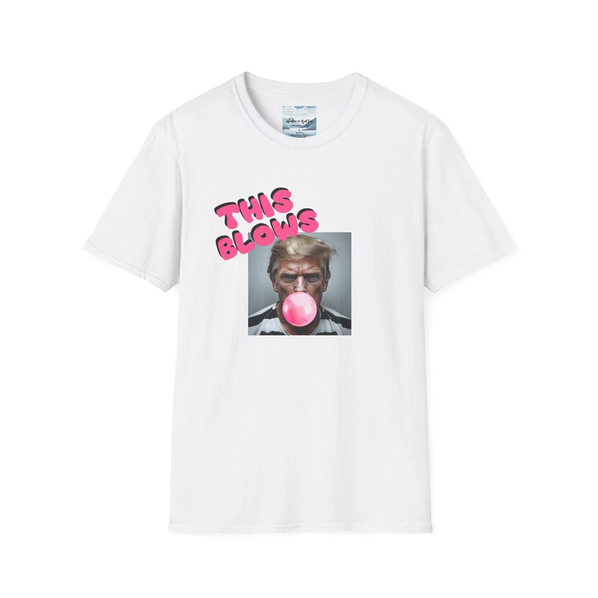 Cheeky Political Bubblegum Tee, Uni Softstyle Sarcastic Trump Shirt, Pink, Black