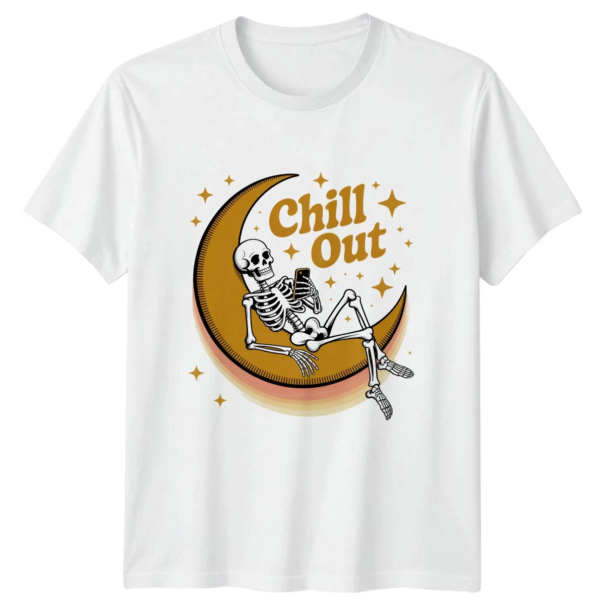 Chill Out T-Shirt Celestial Goth Skeleton Novelty Birthday Gift For Him And Her